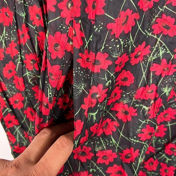 NEW! Dolly's D-Lite Custom Long Sleeve V Neck Micro Mini Dress L Floral Fringe - Picture 6 of 12